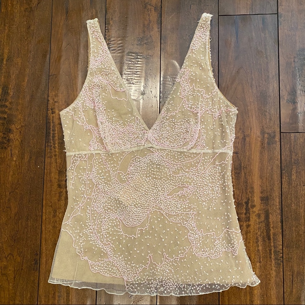 Monique Lhuillier Beaded Pink Top